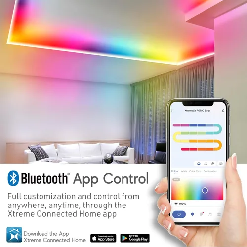 Miniatura 4 de XTREME Tira de luz LED RGB+IC, tira de luz LED de 50 pies para interiores, reactiva con sonido multicolor, control de aplicación Bluetooth, luces