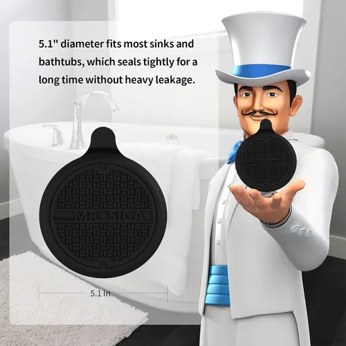 Miniatura 2 de MR.SIGA Tapón de silicona para bañera, tapón de drenaje para ducha, fregadero, 5.1 pulgadas de diámetro, negro, paquete de 3