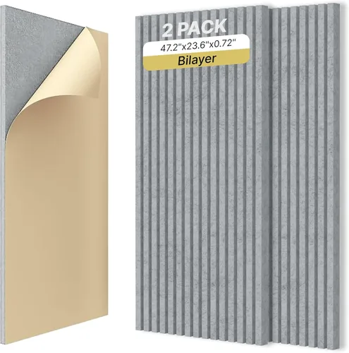 Paquete de 2 paneles de pared acústicos gruesos de doble capa, autoadhesivos, paneles insonorizados grandes de alta densidad de 47 x 23.6 x 0.72
