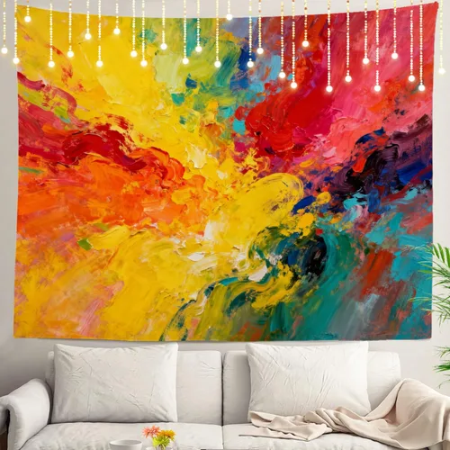 Miniatura 26 de Shrahala Tapiz de pared azul brillante, acuarela azul degradado para colgar en la pared, tapiz grande decorativo de fibra de poliéster, dobladillo