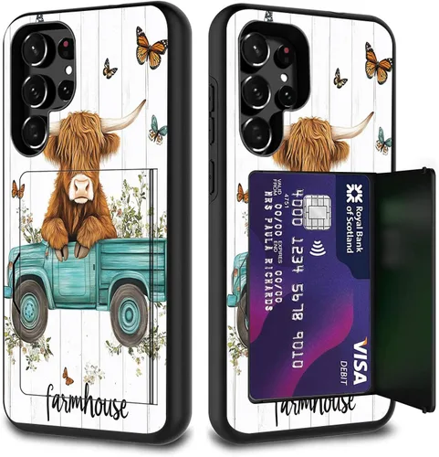 Miniatura 39 de Funda híbrida de doble capa con función atril para Samsung Galaxy A16 5G de 6.9 pulgadas, diseño de vaca con bandera estadounidense