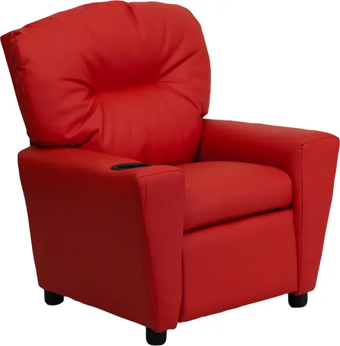 Miniatura 16 de Flash Furniture Chandler LeatherSoft - Silla reclinable para niños con portavasos y reclinable de seguridad, silla reclinable contemporánea
