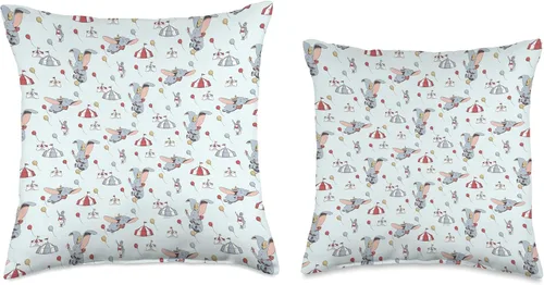 Miniatura 3 de Disney Almohada clásica de Dumbo Circus con estampado de elefante, 16 x 16 pulgadas, multicolor