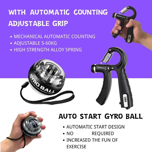 Miniatura 5 de Kit de entrenamiento fortalecedor de agarre de mano (paquete de 8) agarre de antebrazo agarre de mano de resistencia ajustable, estirador de dedos