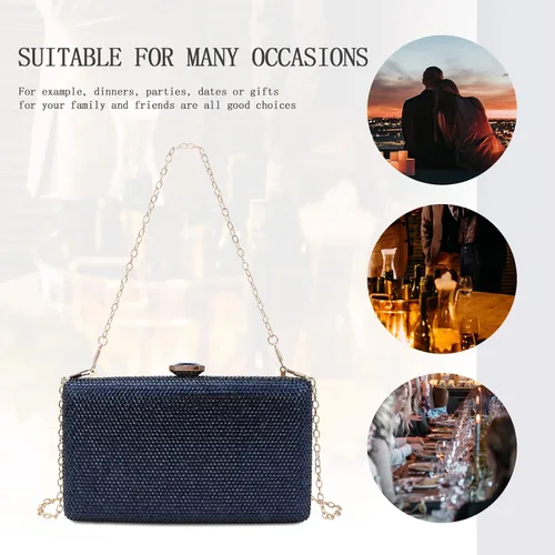 Miniatura 7 de KUANG! Bolsas de noche de cristal para mujer, bolsa de mano formal para fiesta, bolso de boda con diamantes de imitación, bolso de novia para fiesta