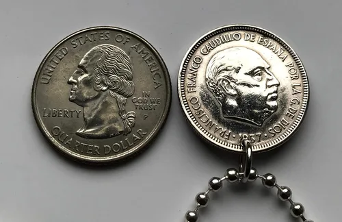 Miniatura 4 de 1957 Spain España 5 Pesetas coin pendant eagle of Saint John escudo Español Madrid Barcelona Murcia Asturias Cataluña Las Palmas Vigo Gijón Ibiza