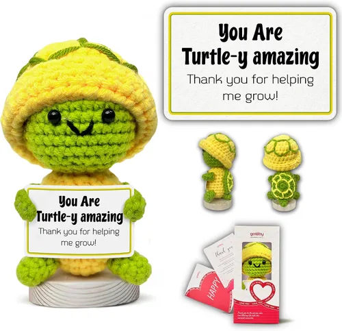 Miniatura 8 de Gossby Regalo de agradecimiento para mujeres, hecho a mano, tortuga positiva a ganchillo, gracias por ser una parte importante, agradecimiento