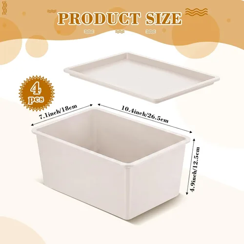 Miniatura 2 de Menkxi 4 Piezas Contenedores de Almacenamiento con Tapas Contenedores Apilables de Plástico para Organizar Estantes Caja de Adornos Navideños Cestas