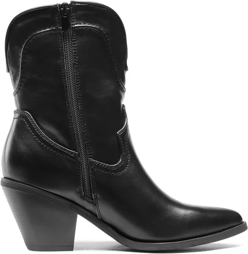 Miniatura 2 de DREAM PAIRS Botas de tobillo vaqueras para mujer, estilo occidental, botas de pantorrilla suave, tacón bajo y grueso, puntera puntiaguda, botines