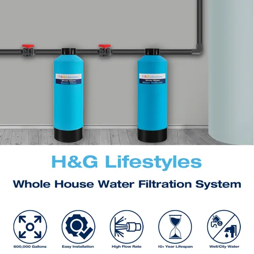 Miniatura 8 de H&G Lifestyles Sistema de filtro de agua para toda la casa, sistema de filtración de agua KDF certificado NSF para agua de pozo y agua de la ciudad