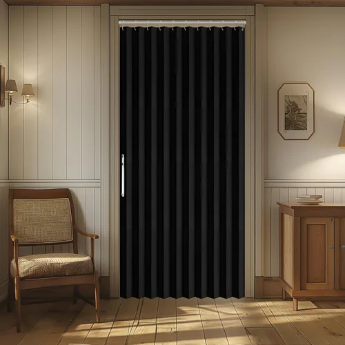 Miniatura 8 de AJAZZ Cortina de puerta magnética 100% opaca de acordeón para armario, cortina invisible para puerta interior de dormitorio, sala de estar, pasillo