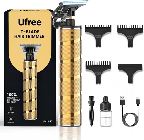 Miniatura 9 de Ufree Cortadora de barba para hombres, Cuchillas en T de separación cero, Cortapelos inalámbrico, Afeitadoras eléctricas para hombres, Kit de aseo