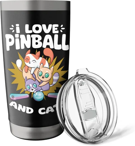 Miniatura 5 de Pinball and Cats 90s Nostalgia Pinball Wizard Pet Cat Lover Stainless Steel Insulated Tumbler