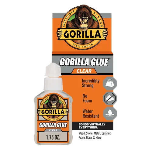 Gorilla - Pegamento transparente, botella de 1.75 onzas (paquete de 1) - Cristal claro, para todo uso y resistente al agua