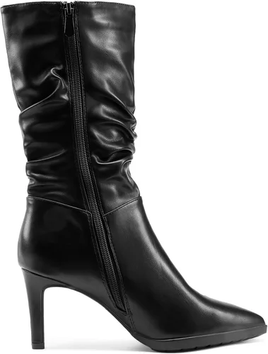Miniatura 2 de DREAM PAIRS Botas de media pantorrilla para mujer, tacones altos, puntera puntiaguda, con cremallera, botas elegantes a la moda