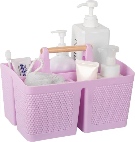 Miniatura 10 de rejomiik - Cesta portátil para ducha de plástico, organizador de limpieza con asa, organizador de almacenamiento portátil con asa para baño, Negro