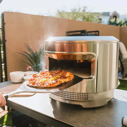 Miniatura 6 de Solo Stove Cáscara de pizza inoxidable Tabla de servir inoxidable, paleta de pizza con crestas integradas, accesorio para horno de pizza Solo