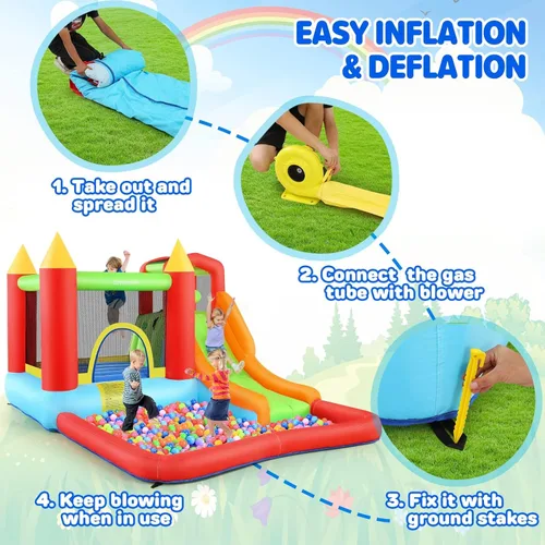 Miniatura 6 de AKEYDIY Casa de rebote inflable para niños grandes de 3 a 10 años, casa de rebote para exteriores e interiores con tobogán, casa de salto con aro