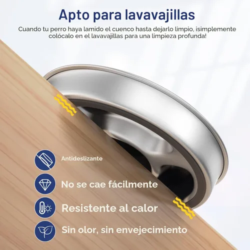 Miniatura 5 de AIPERRO Tazón de acero inoxidable para perros de alimentación lenta, 2 tazas de metal antideslizante para comida para perros, cuenco de agua