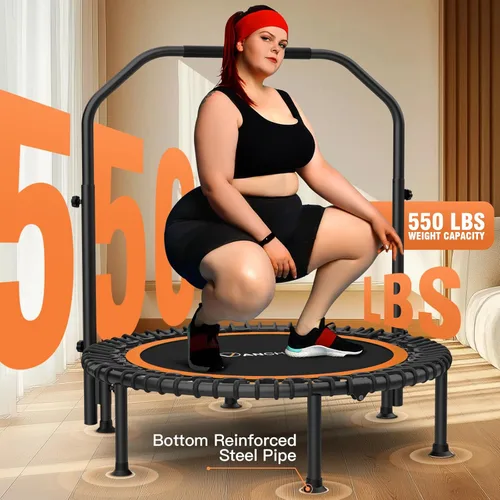 Miniatura 5 de ANCHEER - Minitrampolín plegable de 48 pulgadas para adultos/niños con bandas de resistencia y bungee, minitrampolín para interiores y exteriores