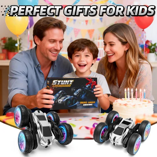Miniatura 8 de MACALOCA Coche de control remoto, juguetes de autos RC para niños de 4 a 7 años, 6 a 12 años, auto de acrobacias RC 4WD con luces y rotación