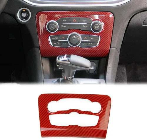 Miniatura 7 de Crosselec - Cubierta de panel de control central de fibra de carbono para aire acondicionado A/C para Dodge Charger 2015+ (Negro)