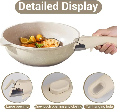 Miniatura 2 de DONGKER Mango de sartén extraíble, mango de olla desmontable antiquemaduras para todos los utensilios de cocina Negro