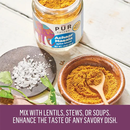 Miniatura 5 de PUR Spices Achaar Masala I Indian Pickling Spice I Mezcla de condimentos salados multiusos y frote hecho con chiles e hinojo Perfecto para asar
