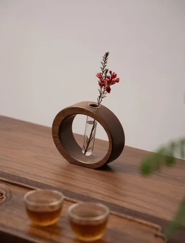 Miniatura 6 de WONQEXZ Jarrón de mesa, moderno jarrón de propagación de macetas bohemias, macetas de interior para decoración de escritorio, florero de madera