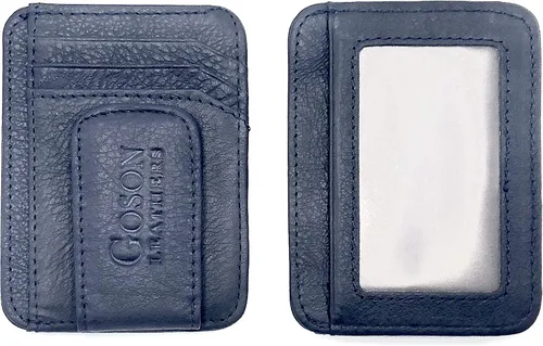 Miniatura 16 de Goson Cartera de cuero con clip para dinero para hombre, billetera de bolsillo frontal, tarjetero de crédito, cartera minimalista delgada