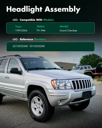 Miniatura 5 de SCITOO Faros delanteros para Jeep Grand Cherokee 1999-2004, carcasa cromada, reflector ámbar, lente transparente, lado del conductor y del pasajero