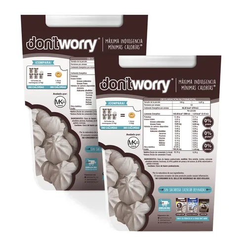 Miniatura 6 de Don't Worry Galletas de merengue aptas para dieta cetogénica, galletas y crema, paquete de 2, solo 1 calorías por pieza, dulces saludables