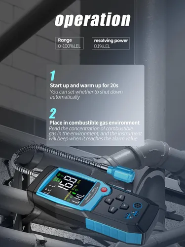Miniatura 2 de Detector de gas natural con pantalla de concentración de gas que localiza la fuente de fugas de propano, gas natural y gas combustible para el hogar