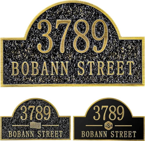 Miniatura 50 de Letrero de dirección personalizado, placa de dirección de número de casa, placa de dirección personalizada, metal o latón antiguo acrílico