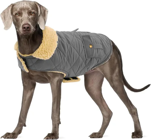 Miniatura 20 de Abrigo de invierno para perros pequeños y medianos, chaqueta a cuadros para cachorros, abrigo de algodón para clima frío, prendas cálidas y Rojo