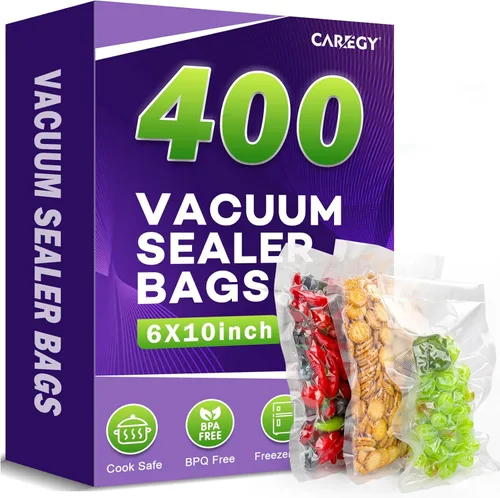 Miniatura 12 de CAREGY Bolsas selladoras al vacío de 200 cuartos de galón de 8 x 12 pulgadas sin BPA para almacenamiento de alimentos, preparación de comidas o al