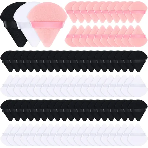 Meanplan 100 esponjas de maquillaje suaves triangulares para la cara, esponjas de maquillaje suaves para terciopelo suelto, base cosmética, esponja