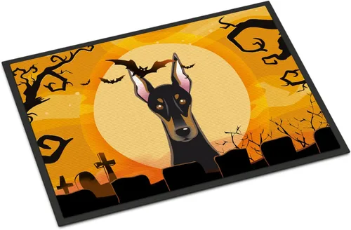 Caroline's Treasures BB1803JMAT - Tapete de Halloween Doberman de 24 x 36 pulgadas, tapete para puerta delantera, para interiores y exteriores, para