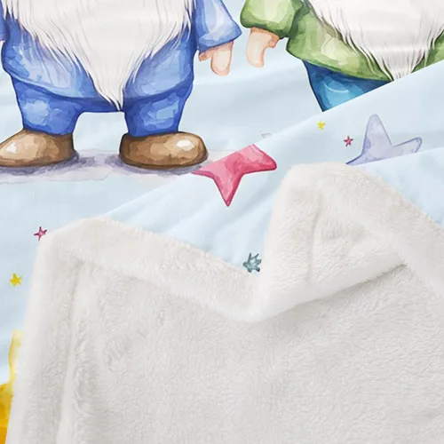 Miniatura 4 de Erosebridal Cartoon Gnomes Fleece Blanket,Dwarf Throw Blanket 40x50 Inch for Bedroom Living Rooms Sofa Couch,Colorful Stars Sherpa