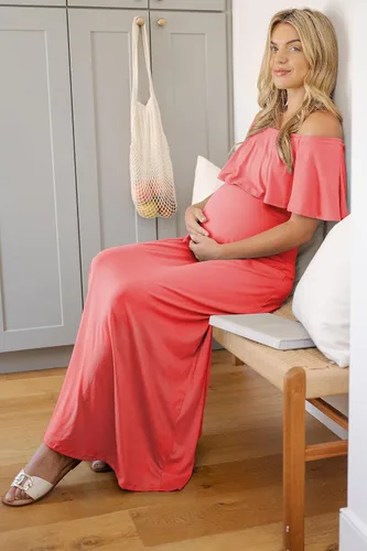 Miniatura 2 de Vestido de maternidad con hombros descubiertos, vestido largo para mujeres embarazadas, para fiestas de recién nacidos, o sesiones de fotos