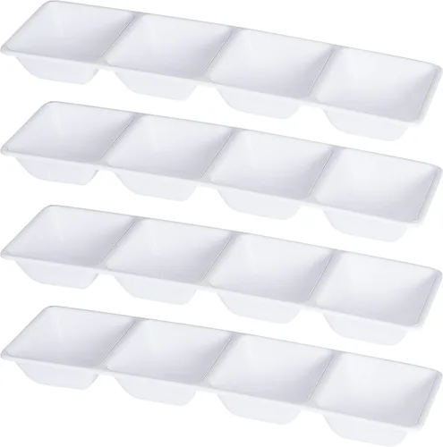 Miniatura 10 de Plasticpro Bandeja de servir de plástico rectangular de 4 secciones/platillo (2, Negro)