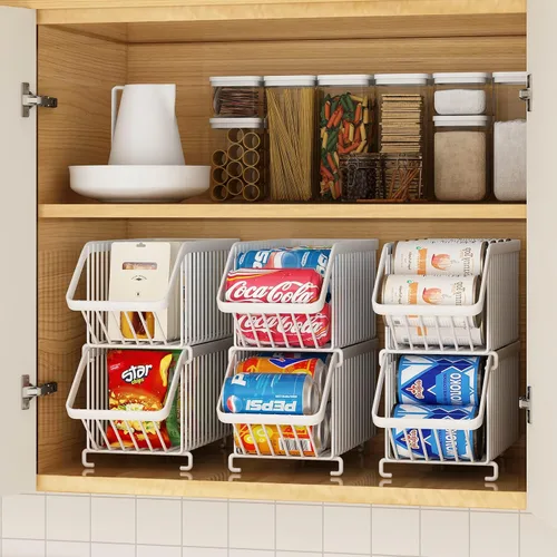 Miniatura 4 de GILLAS Paquete de 8 organizadores apilables de latas de soda para refrigerador, dispensador de latas, estante de almacenamiento de alimentos