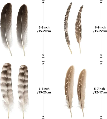 Miniatura 2 de THARAHT 24 plumas naturales manchadas de 4 estilos de plumas de ave de Guinea de 6 a 8 pulgadas a granel para manualidades, ropa, joyería