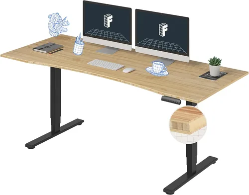 Miniatura 35 de FlexiSpot E6 Bamboo - Escritorio eléctrico de pie de 3 etapas con motor dual de 48 x 24 pulgadas, soporta 220 libras, altura ajustable con ajustes