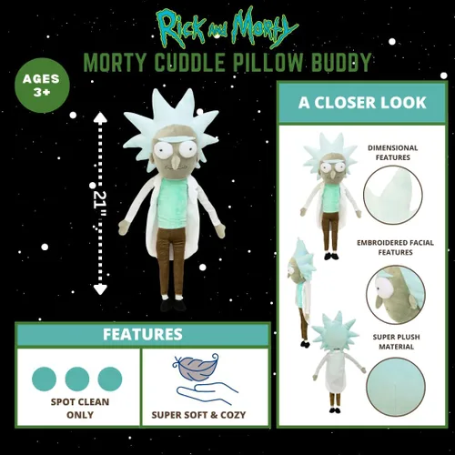 Miniatura 3 de Franco Collectibles Kidult Adult Swim Rick & Morty - Peluche súper suave, (producto 100% oficial), Rick The Scientist