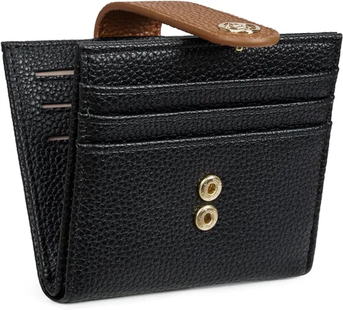 Miniatura 13 de BOSTANTEN - Billetera delgada para mujer, pequeña, con bloqueo RFID, tarjetero de cuero plegable con cremallera y bolsillo para monedas, Pequeña