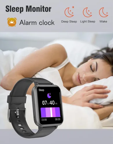 Miniatura 5 de Reloj inteligente de 1.85 pulgadas para teléfonos iPhone/Android, monitor de frecuencia cardíaca/sueño, podómetro, resistente al agua, IP68