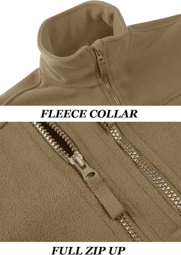Miniatura 5 de KEFITEVD Chamarras tácticas de forro polar para hombre, con cremallera completa, casual, para invierno, abrigada, con múltiples bolsillos