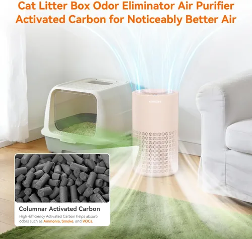 Miniatura 4 de Purificador de aire AIRROMI para dormitorio con filtro HEPA 3-en-1, purificador de aire para mascotas para el olor a orina de gato en el hogar