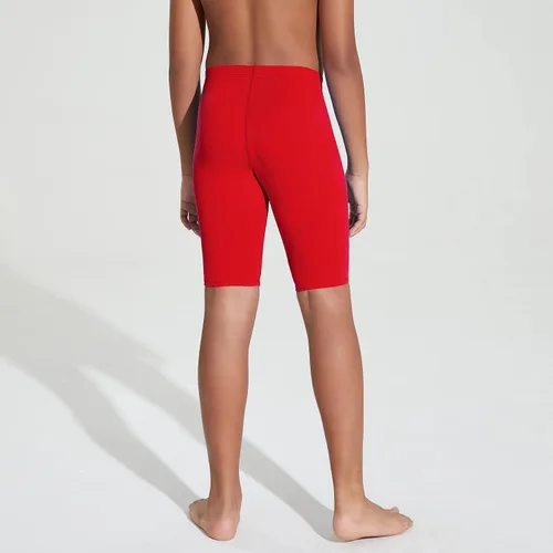 Miniatura 4 de LEAO Traje de baño para niños y jóvenes, color liso, con protección solar UPF 50+, secado rápido, pantalones cortos de natación atléticos